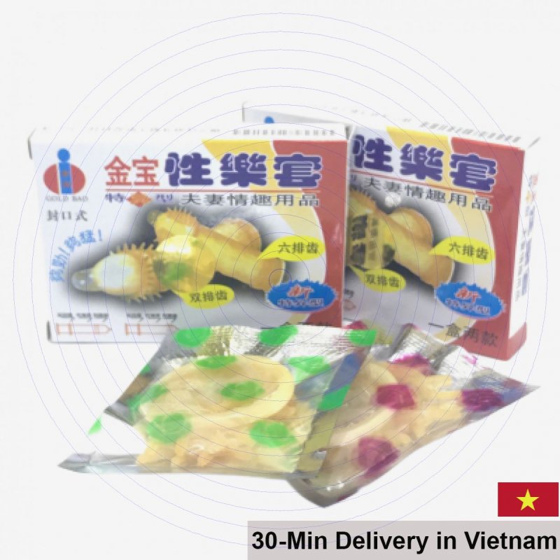 Gold Bao Ribbed, Studded & Textured Condom for Extra Sensation 