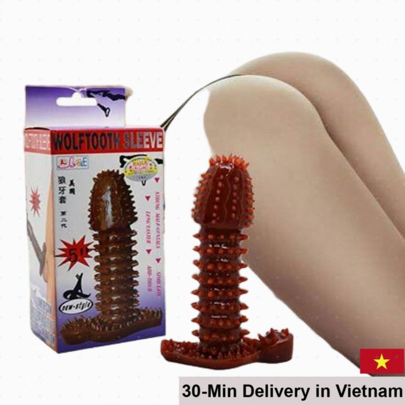 Brown Soft Silicone Spiky Penis Sleeve Enhance Size & Pleasure 
