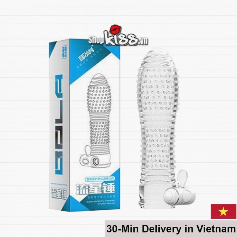 Cobiiy Transparent Vibrating Penis Sleeve, Male Pleasure Toy 