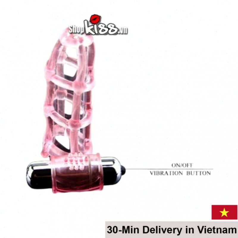 Mesh Sleeve MMA Vibrating Condom Powerful Male Enhancement 