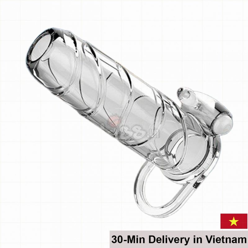 Ribbed Vibrating Strap-On Cock Ring TPR Silicone Male Sex Toy 