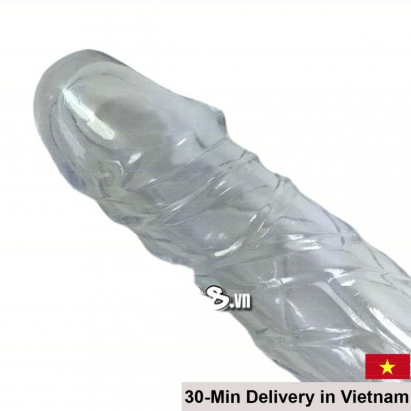 Clear Ribbed Silicone Penis Extender Delay & Size 