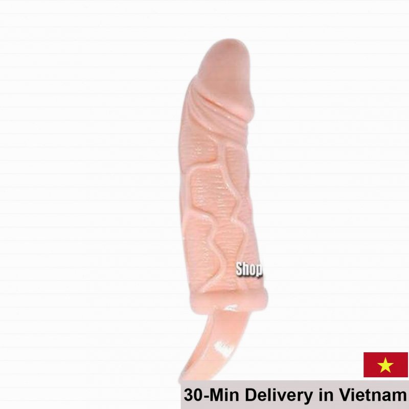 Nude Ribbed Strap-On Sleeve – Male Enhancement with Secure Fit 