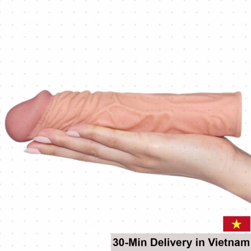 Lovetoy 4cm Ribbed Penis Sleeve Realistic Silicone Enhance Pleasure 