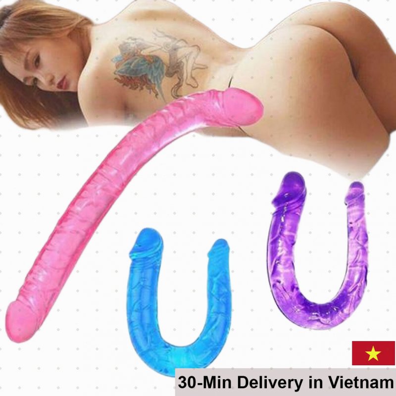 Double Dong Transparent Dual-Ended Silicone Dildo for Lesbians 