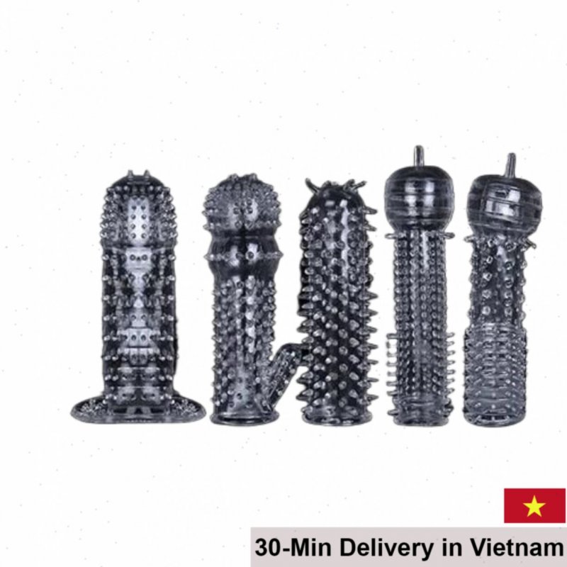 5pcs Transparent Textured Penis Sleeves Soft Silicone Enhancers 