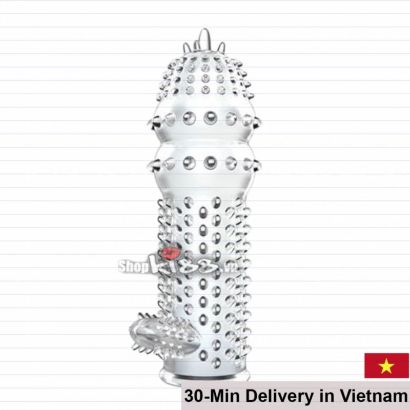 DC14X Textured Sleeve Penis Enlarger With Extra Stimulation Branch 