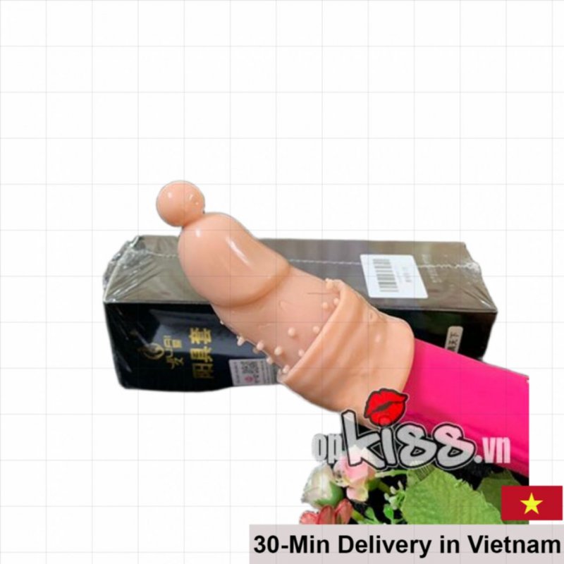 JIUAI Spiked Beaded Cock Sleeve Extra Length Silicone Soft 