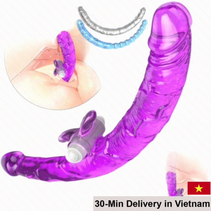 Double-Head Vibrating Lesbian Dildo Stimulator Intense Pleasure 