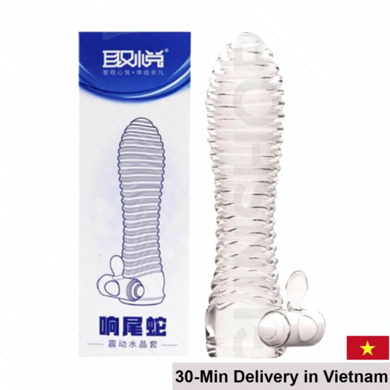 Aichao Blue Textured Vibrating Penis Sleeve Condom Exciting 