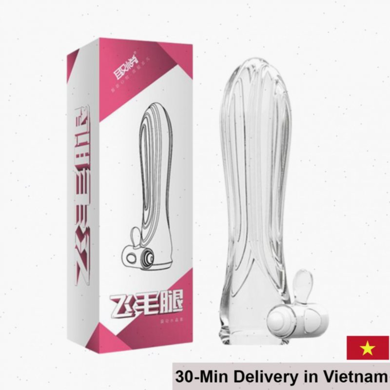 Aichao Pink Vibrating Ribbed Extension Condom Sensation 