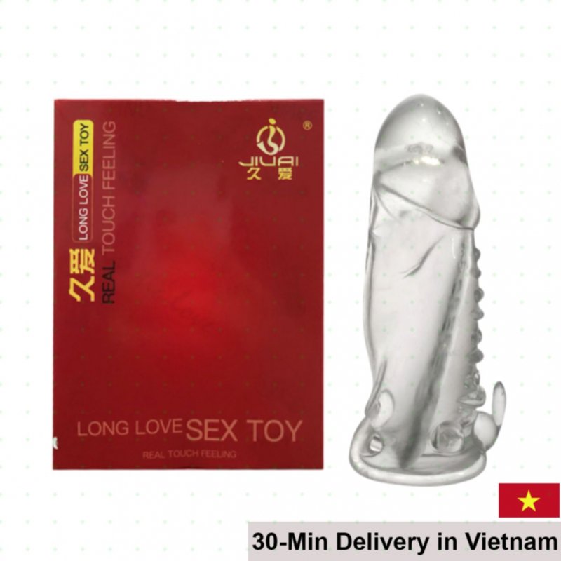 Jiuai Real Touch Feeling vibrating textured penis sleeve condom 