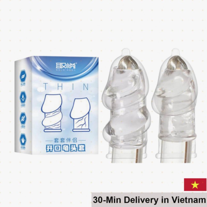 Aichao Thin Blue Open Head Size Booster Dildo 