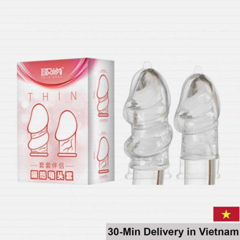 Aichao Pink Enlarging Condom Soft Silicone Sleeve 