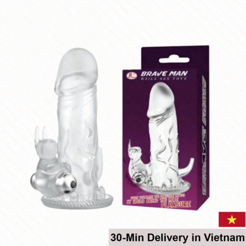 Baile Brave Man Vibrating Ribbed Penis Condom Pleasure Ring 