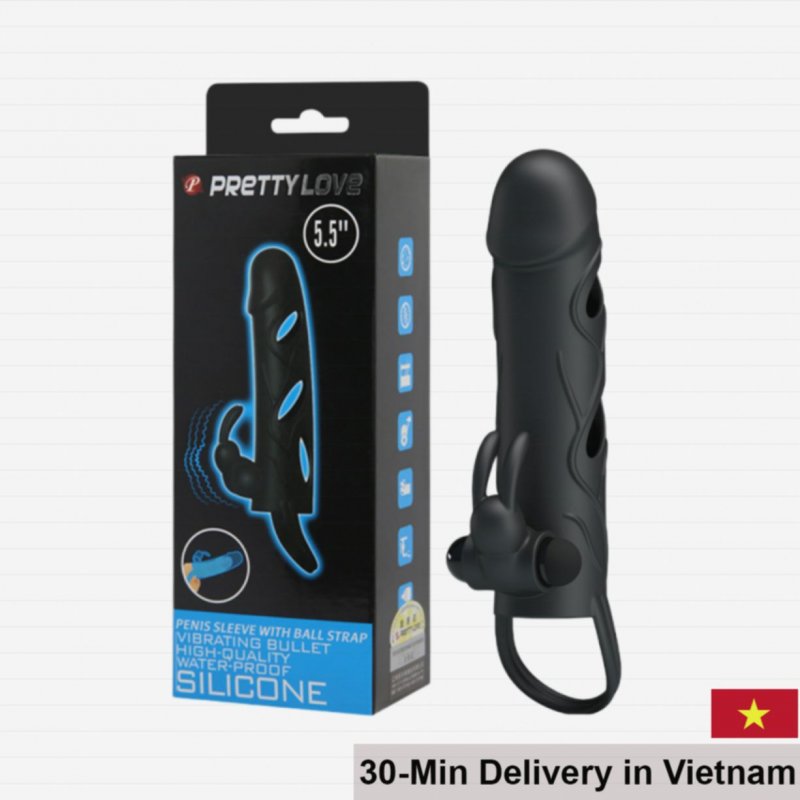 Pretty Love 5.5 Inch Realistic Ribbed Vibrating Penis Sleeve 