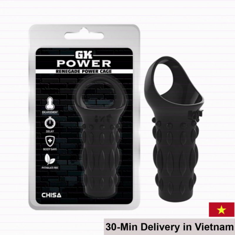 Chisa Renegade Power Cage Black Ribbed Penis Sleeve Condom 