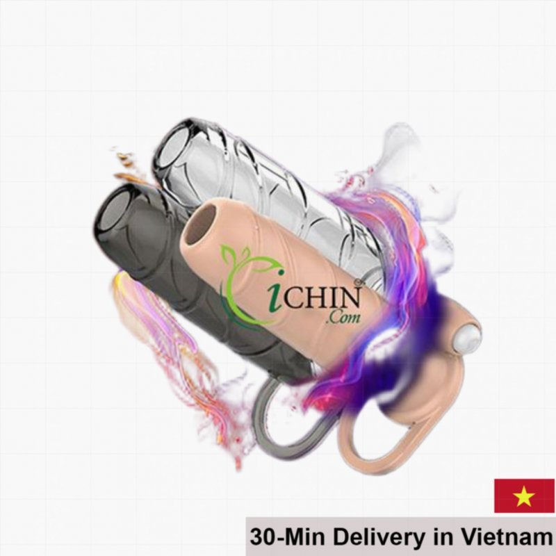 Remote Vibrating Open-Head Dildo Condom with Strap 