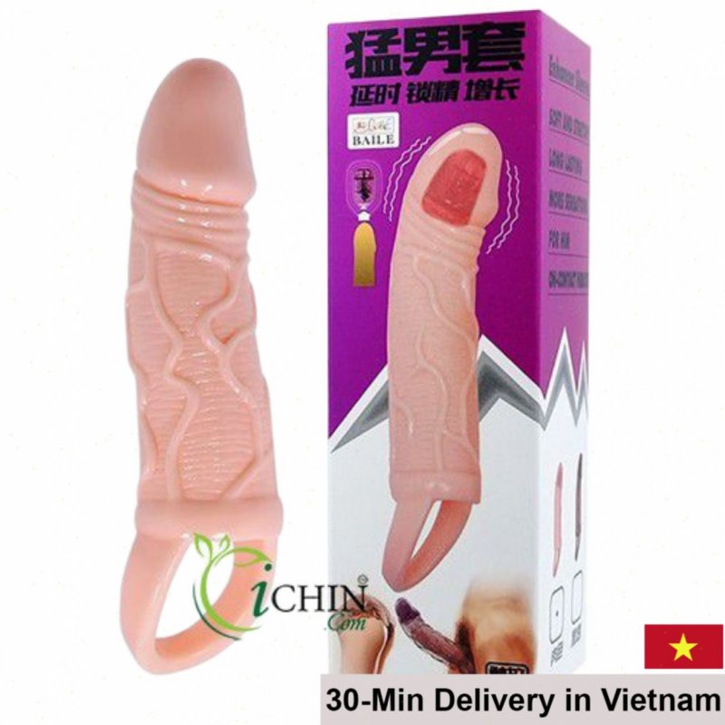 Men Extension Vibrating Cock Sleeve With Ball Strap 