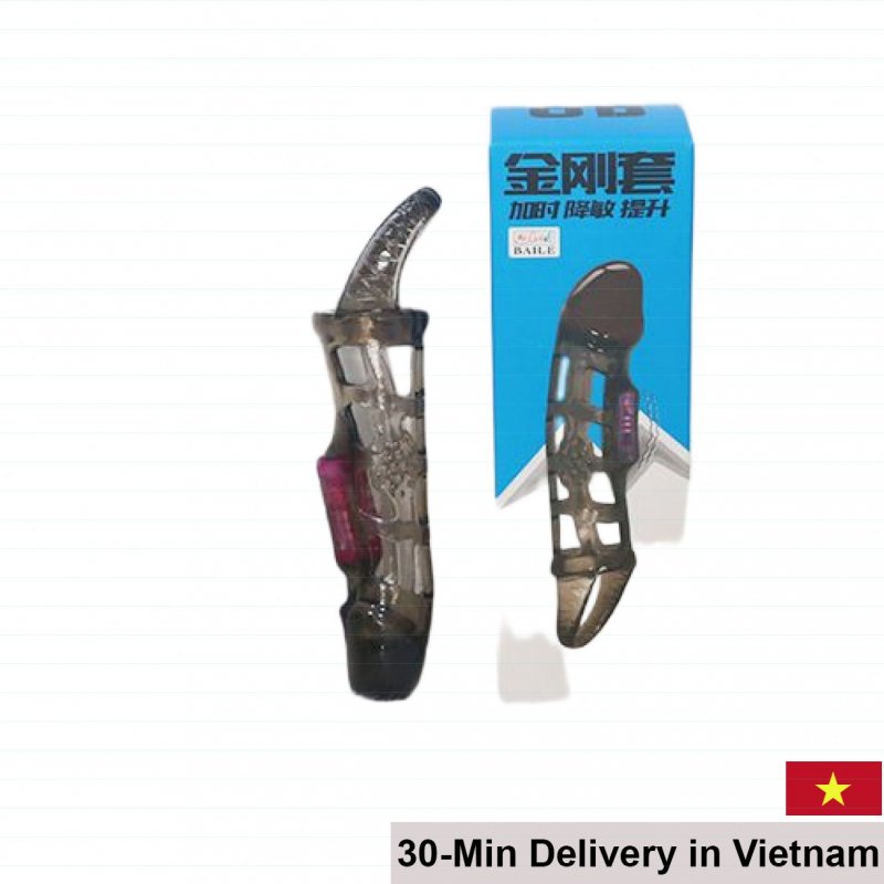 Men Extension Ribbed Vibrating Ring With Powerful Mid Vibration 