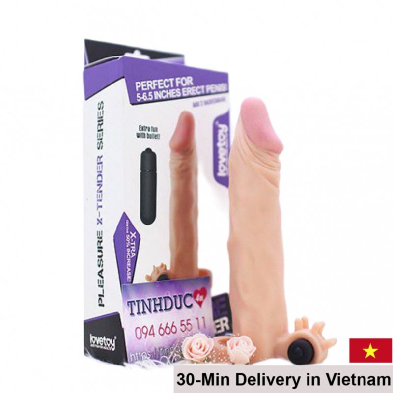 Lovetoy X-Tender Soft Cock Sleeve With Base Vibrator 