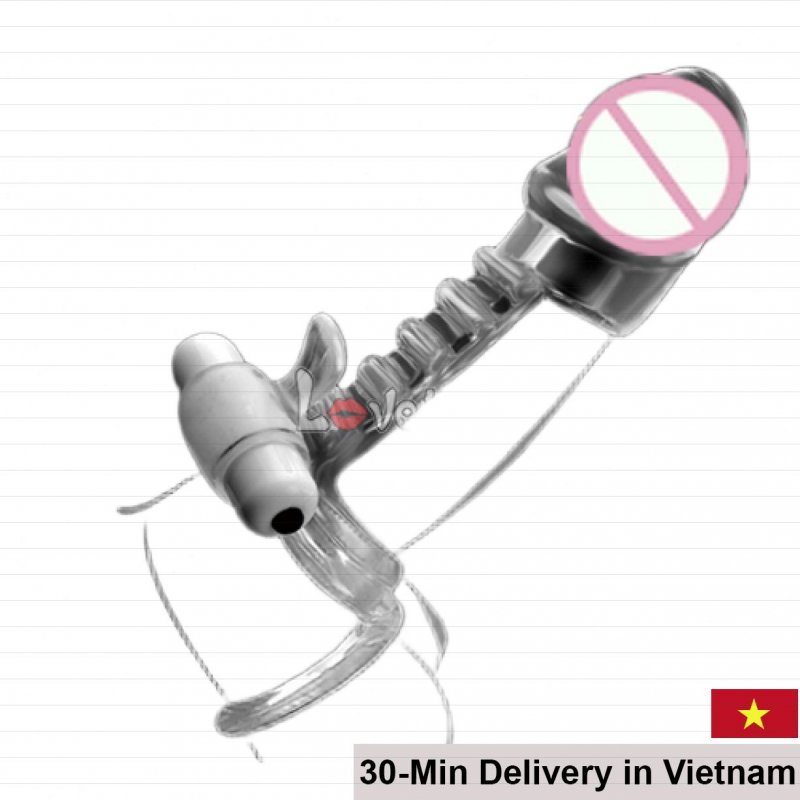 BD32A Vibrating Tongue Strap-On Cock Ring Pleasure 