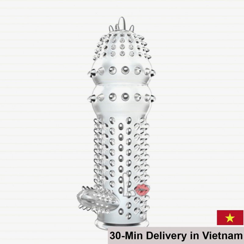 Transparent Super Spiked Sleeve With Extra Branch For Double Stimulation 