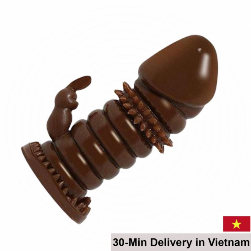 Meleon Brown Ribbed Textured Strap-On Condom With Thong 