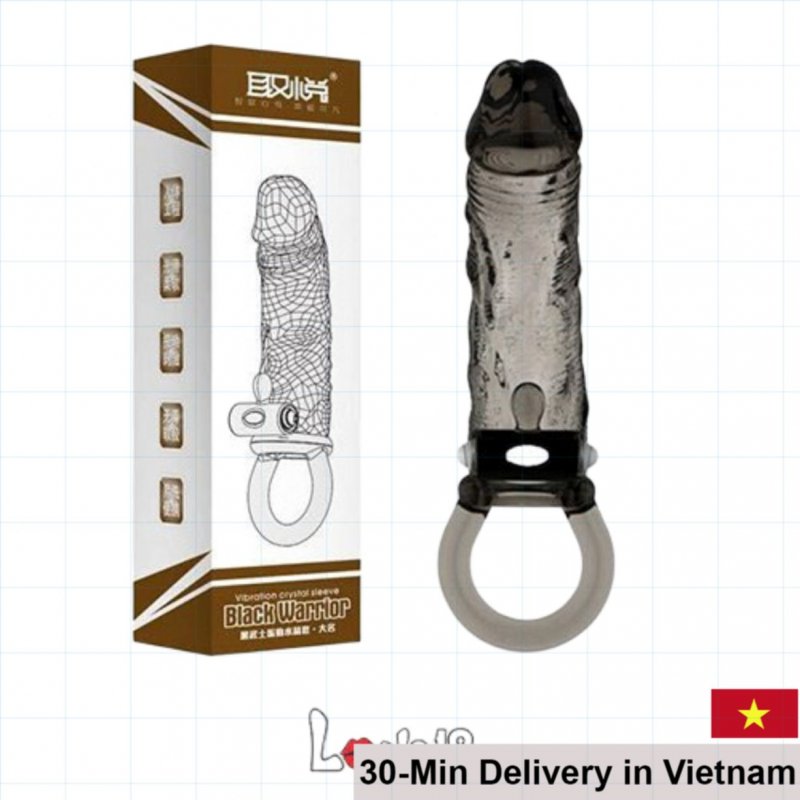 Black Warrior Strap-On Penis Sleeve Vibrating Adjustable Harness 