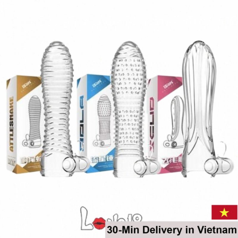 Cobiiy Transparent Vibrating Penis Sleeve Extend Stamina 
