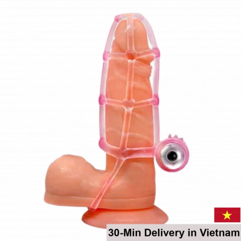 JP Sweet Cage Vibrating Cock Ring Pink Durable Silicone 