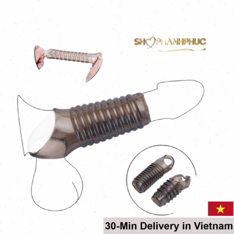 SHP1238 Textured Silicone Penis Sleeve Enlarger Delay With Strap 