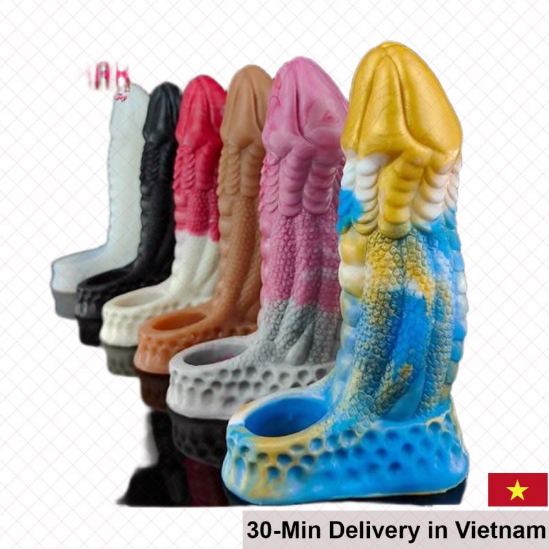 SHP1235 deluxe red silicone cock extender textured firm long-lasting erection 