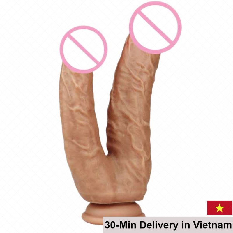Baile Soft Silicone Double-hole Wall-mounted Dildo 