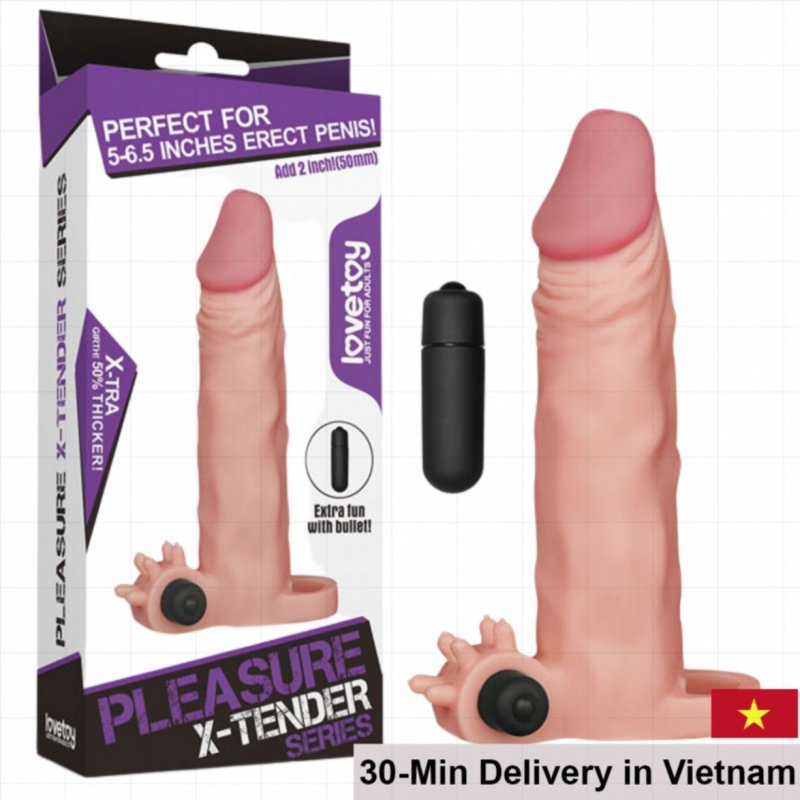 Lovetoy Pleasure X-Tender Vibrating Extension Premium Silicone Condoms 
