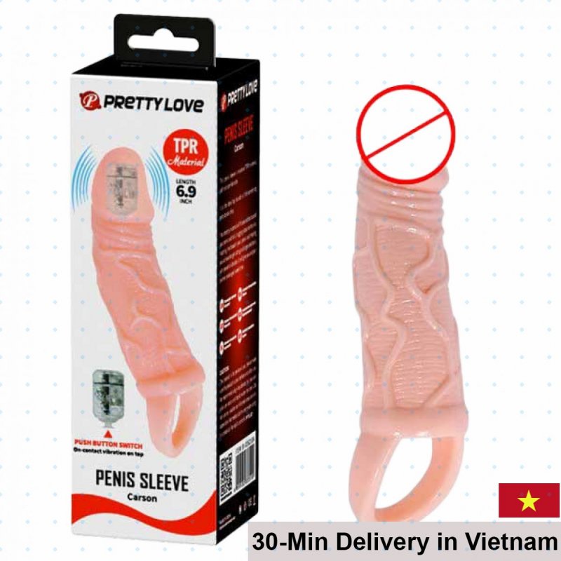 Pretty Love 6.9” Vibrating Silicone Cock Sleeve with Strap 
