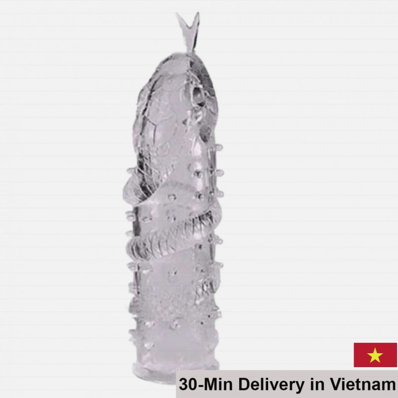 Baile Textured Transparent Penis Sleeve with Tongue & Veins 