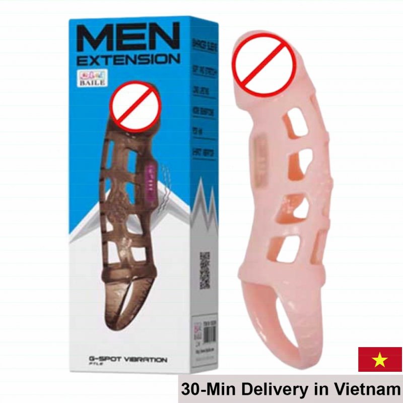Baile Textured Vibrating Penis Enhancer Durable Silicone for Men 