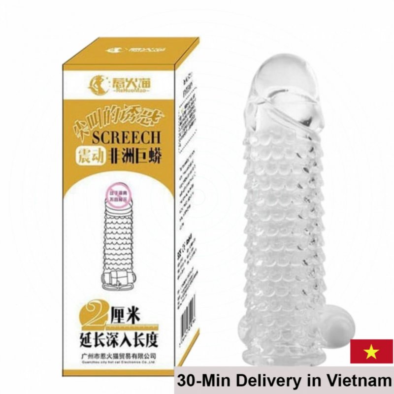 SCREECH Fish Scale Textured Vibrating Condom 