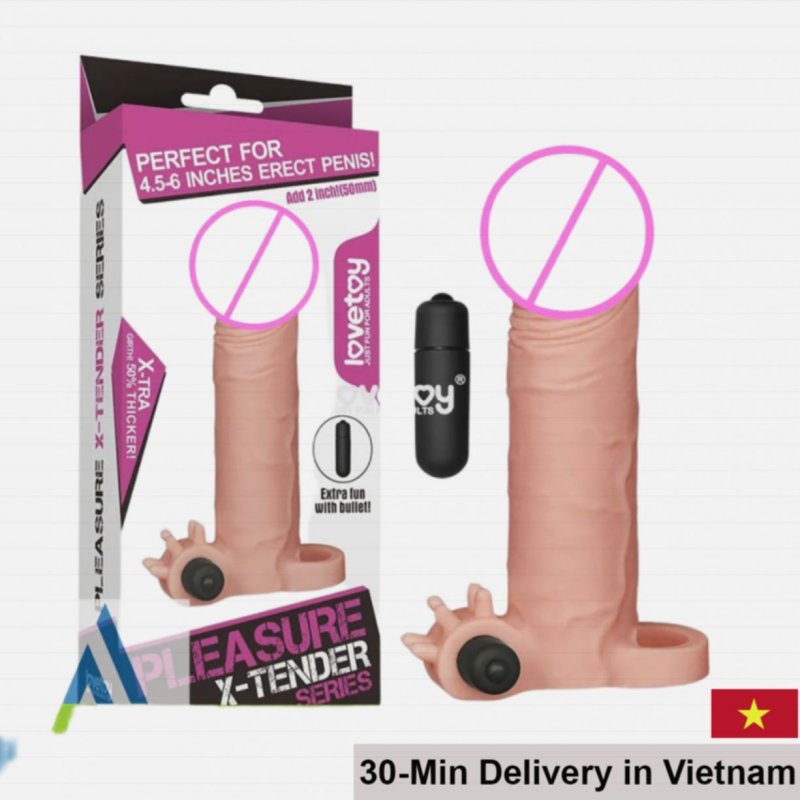 Lovetoy X-Tender Vibrating 5cm Extension Sleeve With Strap 