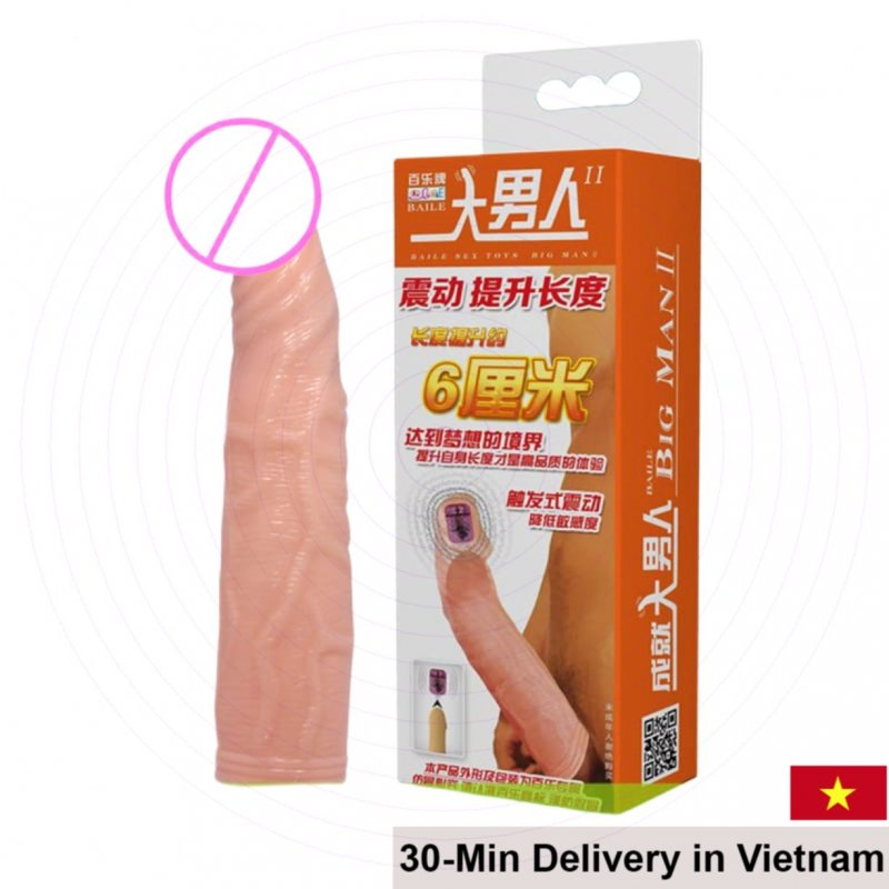 Baile Big Man 6cm Extension Condom with Vibrating Motor 