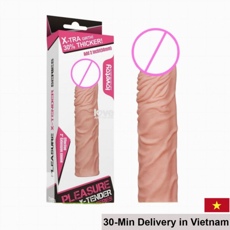 Lovetoy Pleasure X-Tender 5cm Ribbed Penis Extender Condom Enhanced Pleasure 