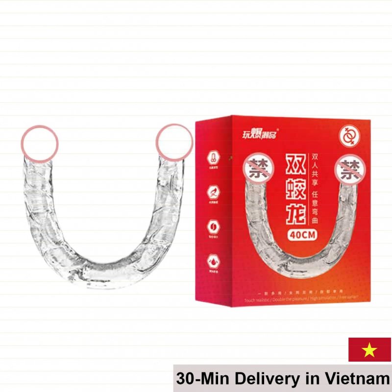 Double Head Transparent 40cm Waterproof Silicone Dildo JIUAI 