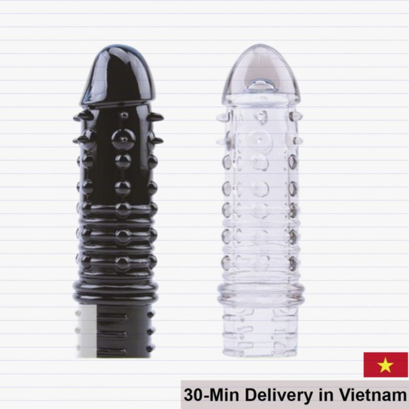 Premium Ribbed Penis Extender Condom No Head Soft Silicone Textured 