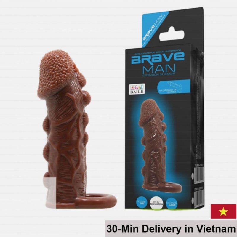 Brave Man 3cm Extension Cock Ring Dildo Realistic Comfortable Fit 