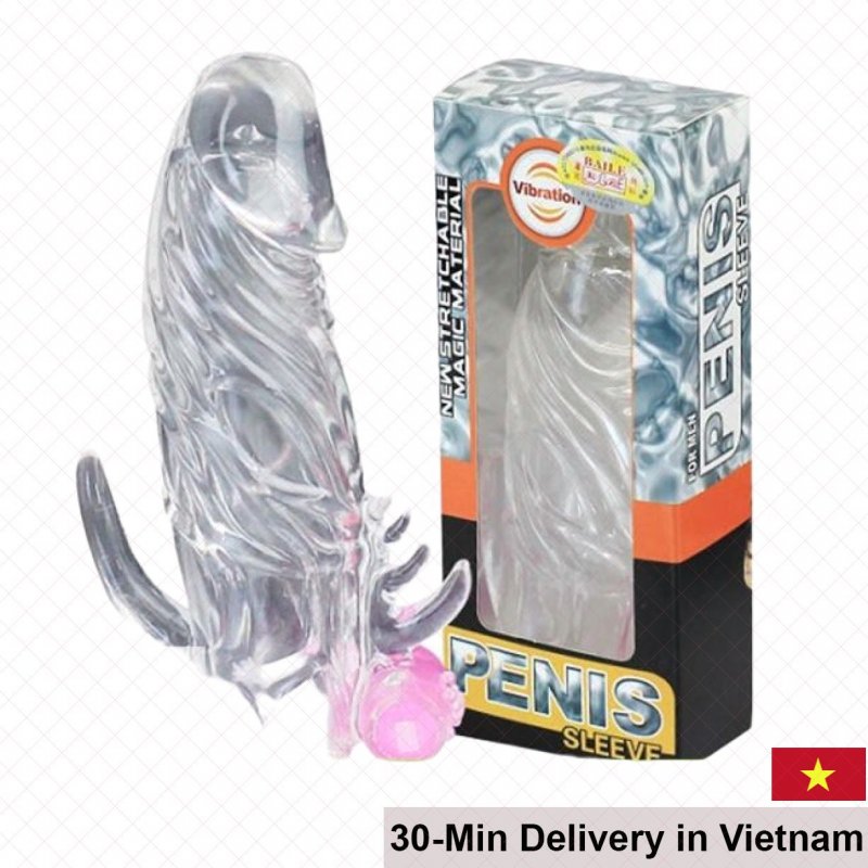Textured Vibrating Penis Sleeve Soft Silicone Enhance 
