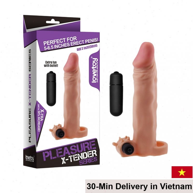Lovetoy Vibrating Cock Sleeve Adds 5.8cm Length Soft Feel 