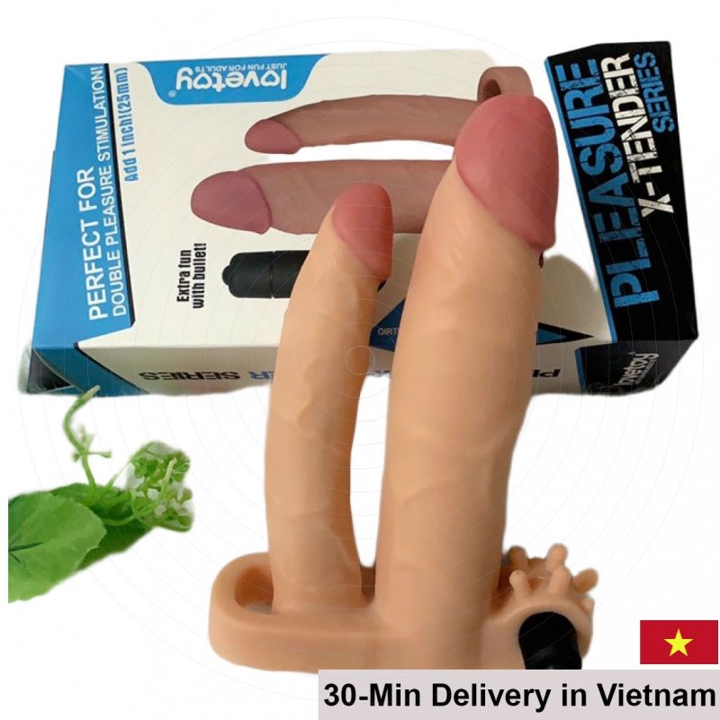 Lovetoy Strap-On Dildo Double Vibrating Silicone Soft 