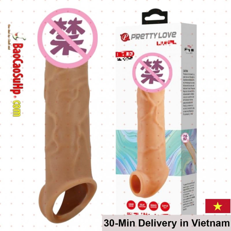 Prettylove Lionel Textured Silicone Condom with Strap Reusable 