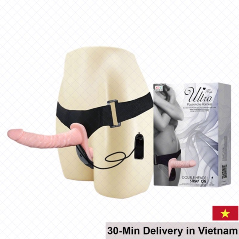 Lesbian Couples Double Strap-On Vibrating Dildo 